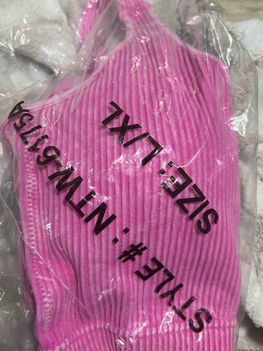 Pink Ribbed V-Neck Bralette - Picture 3 of 4